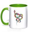 Чашка з кольоровою ручкою Яркая змея Зелений фото