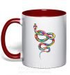 Чашка с цветной ручкой Яркая змея Красный фото