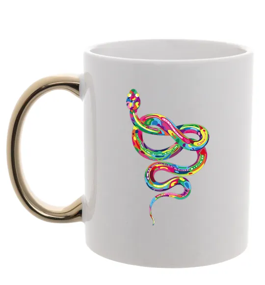 Чашка з кольоровою ручкою Яскрава змія Золото фото