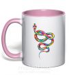 Чашка з кольоровою ручкою Яркая змея Ніжно рожевий фото