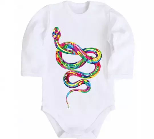 Дитячий бодік Яскрава змія Білий фото