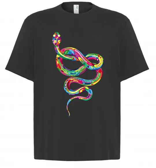 Футболка Оверсайз Яскрава змія Черный фото