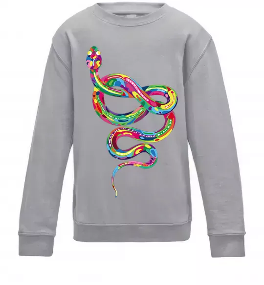 Детский Свитшот Яскрава змія Серый меланж фото