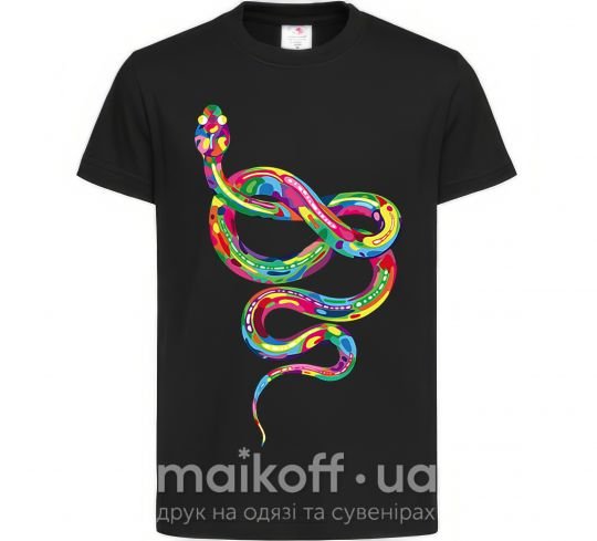 Дитяча футболка Яркая змея Чорний фото