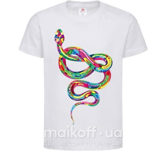 Детская футболка Яркая змея Белый фото