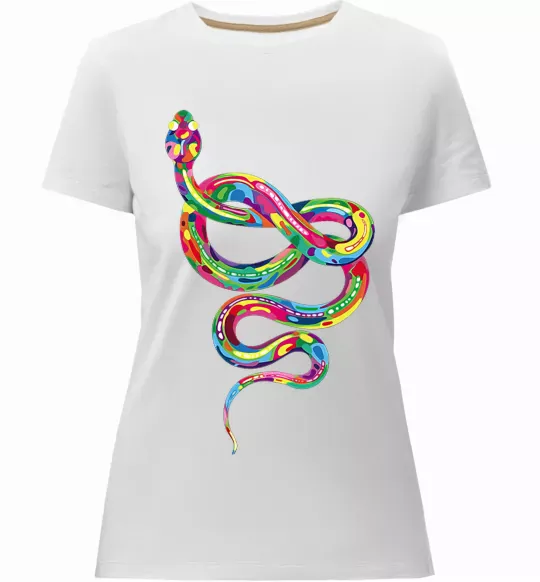 Женская премиум футболка Яскрава змія Белый фото