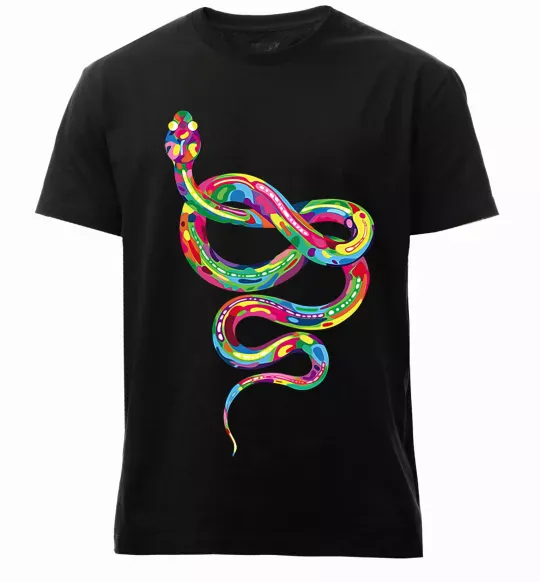 Мужская премиум футболка Яскрава змія Черный фото