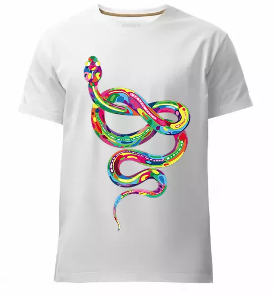 Мужская премиум футболка Яскрава змія Белый фото