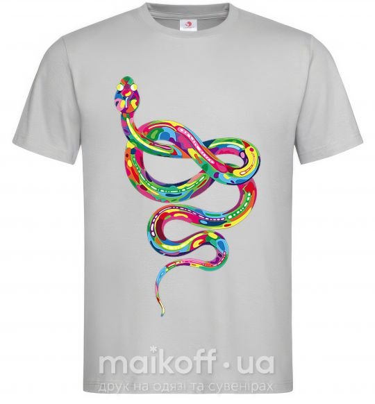 Мужская футболка Яркая змея Серый фото