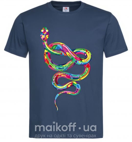 Мужская футболка Яркая змея Темно-синий фото