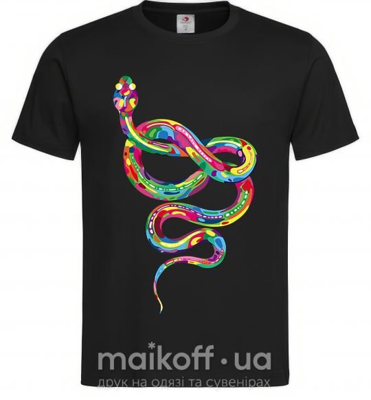Мужская футболка Яркая змея Черный фото
