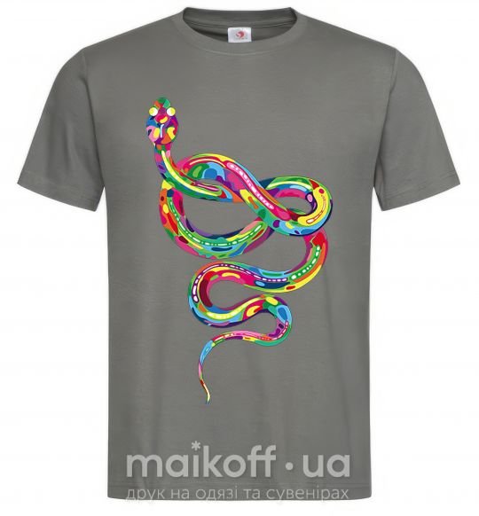 Мужская футболка Яркая змея Графит фото