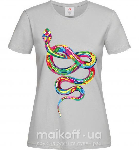 Женская футболка Яркая змея Серый фото