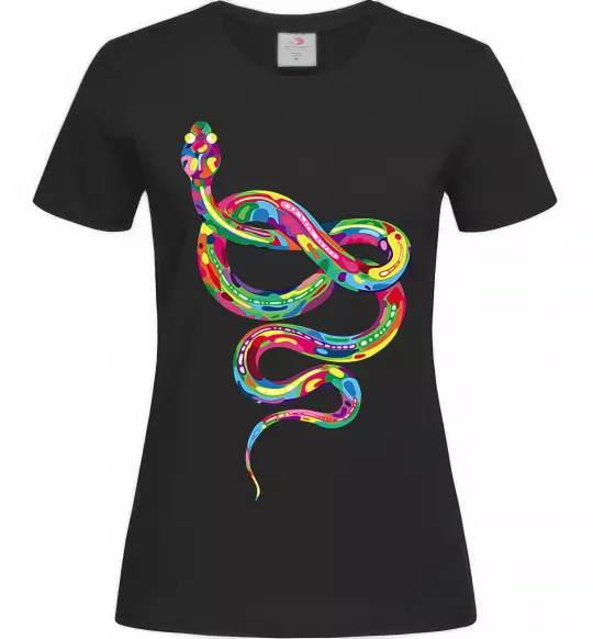 Женская футболка Яскрава змія Черный фото