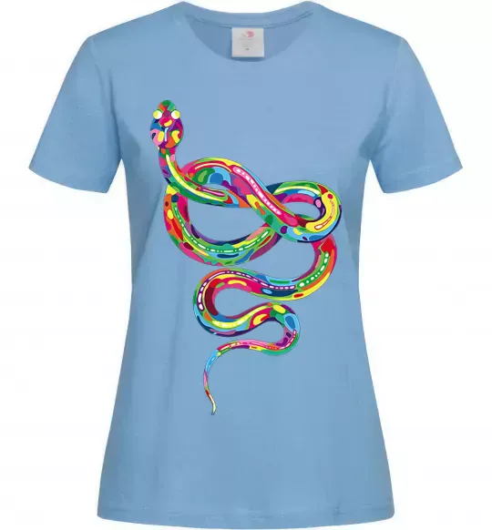 Женская футболка Яскрава змія Голубой фото