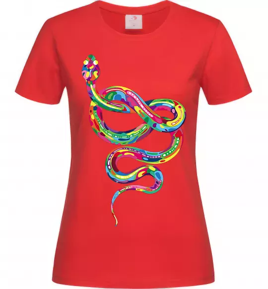 Женская футболка Яскрава змія Красный фото