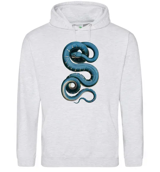Мужская толстовка (худи) Блакитна змія Серый меланж фото