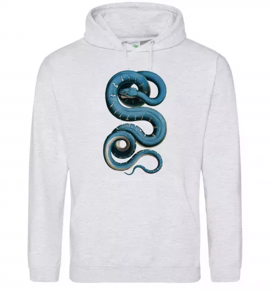 Женская толстовка (худи) Блакитна змія Серый меланж фото