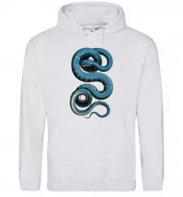 Женская толстовка (худи) Кобра контур тонкий Серый меланж фото