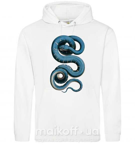 Женская толстовка (худи) Голубая змея Белый фото