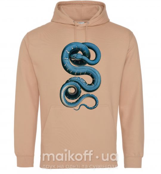 Жіноча толстовка (худі) Голубая змея Пісочний фото