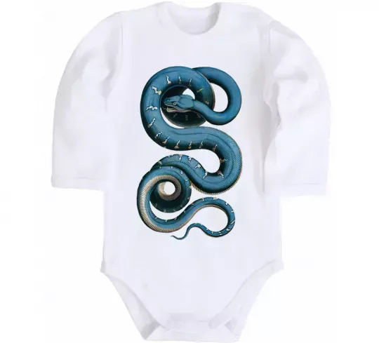 Дитячий бодік Блакитна змія Білий фото