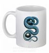 Чашка керамическая Голубая змея Белый фото