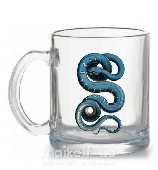 Чашка стеклянная Голубая змея Прозрачный фото