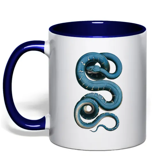 Чашка з кольоровою ручкою Блакитна змія Глибокий темно-синій фото