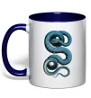Чашка з кольоровою ручкою Блакитна змія Глибокий темно-синій фото