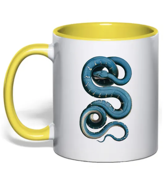 Чашка з кольоровою ручкою Блакитна змія Лимонний фото