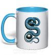 Чашка з кольоровою ручкою Голубая змея Блакитний фото