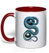 Чашка з кольоровою ручкою Голубая змея Червоний фото