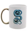 Чашка з кольоровою ручкою Блакитна змія Золото фото