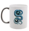 Чашка з кольоровою ручкою Блакитна змія Срібло фото