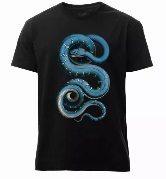 Чоловіча преміум футболка Блакитна змія Чорний фото