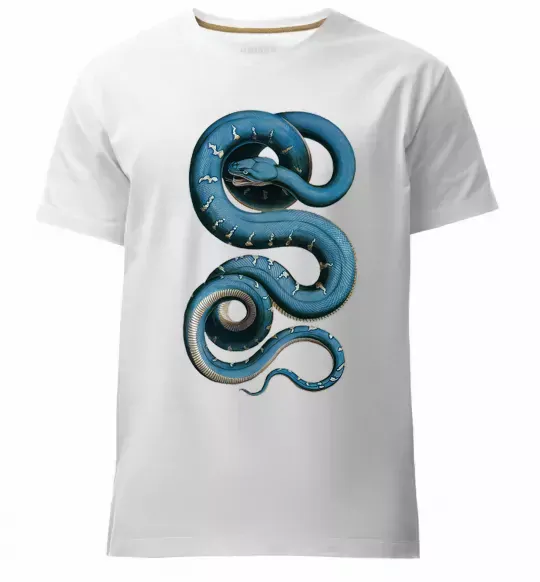 Чоловіча преміум футболка Блакитна змія Білий фото