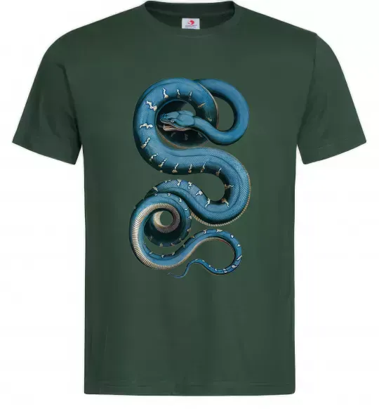 Мужская футболка Блакитна змія Темно-зеленый фото