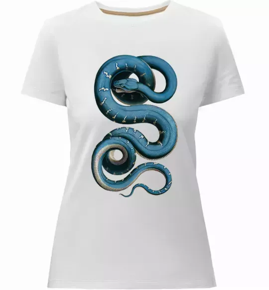 Жіноча преміум футболка Блакитна змія Білий фото