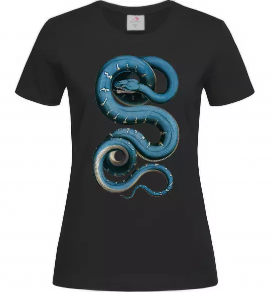 Женская футболка Блакитна змія Черный фото