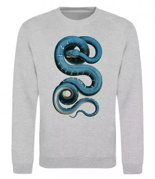 Світшот Блакитна змія Сірий меланж фото