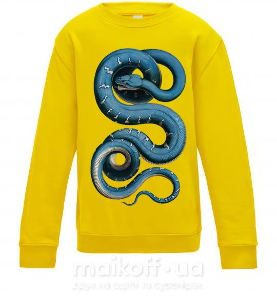 Детский Свитшот Голубая змея Солнечно желтый фото