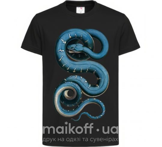 Детская футболка Голубая змея Черный фото