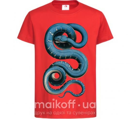 Детская футболка Голубая змея Красный фото