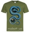 Чоловіча футболка Голубая змея Оливковий фото