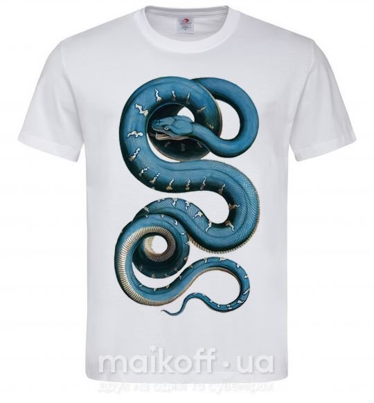 Мужская футболка Голубая змея Белый фото