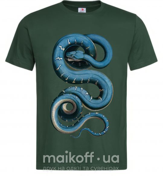 Мужская футболка Голубая змея Темно-зеленый фото