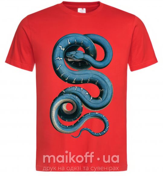 Мужская футболка Голубая змея Красный фото