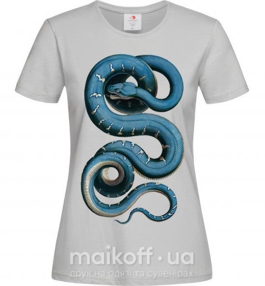 Женская футболка Голубая змея Серый фото