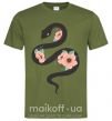 Мужская футболка Темня змея с цветами Оливковый фото